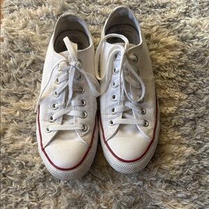 Converse White Sneakers with Red Trim